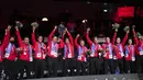 19 tahun menanti, Indonesia kembali merengkuh gelar juara Piala Thomas 2020. Gelar ini menjadi yang ke-14 kalinya. Indonesia memastikan gelar Piala Thomas 2020 setelah menaklukkan China 3-0 pada final yang digelar di Ceres Arena, Denmark, Minggu (17/10/2021). (Claus Fisker/Ritzau Scanpix via AP)