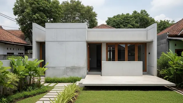 Model Rumah Coran dengan Teras Depan Menyatu