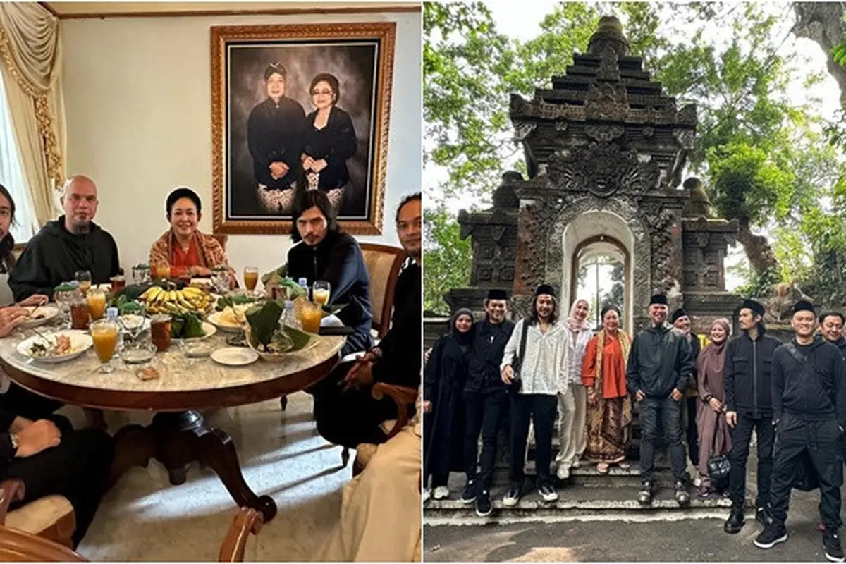 6 Potret Dewa 19 Ziarah ke Makam Presiden RI Kedua, Disambut Titiek Soeharto