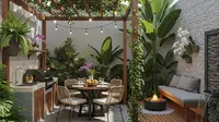 7 Inspirasi Halaman Belakang Rumah Kecil tapi Multifungsi untuk Tempat Makan Outdoor