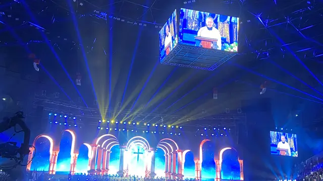 Perayaan Natal Nasional 2024 di Indonesia Arena, Gelora Bung Karno, Jakarta, Sabtu (28/12/2024).