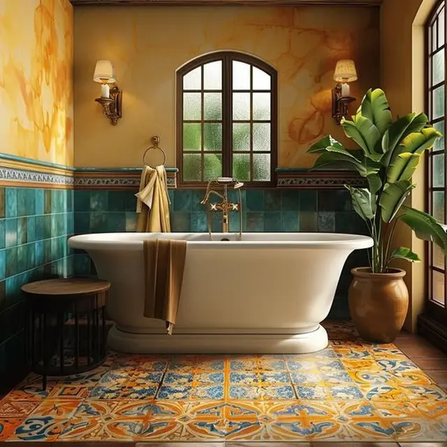 10 Desain Model Kamar Mandi Bergaya Mediterania yang Unik dan Nyaman