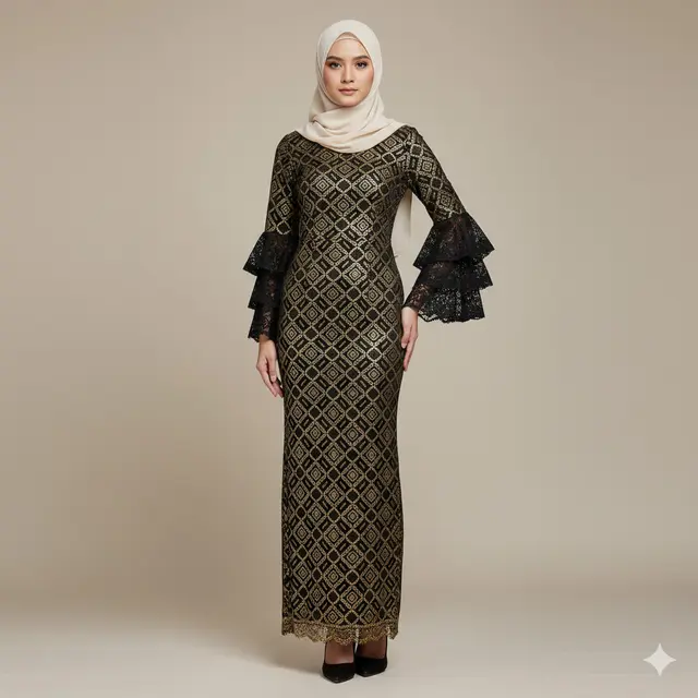 Model Dress Batik Brokat Warna Gelap Pilihan untuk Acara Formal. Gemini