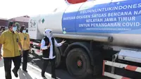 Pengiriman bantuan 9,9 ton oksigen medis kepada Pemerintah Provinsi (Pemprov) Jatim dari Satgas Tanggap Bencana Nasional BUMN