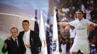 Bintang Real Madrid Cristiano Ronaldo dan Presiden Florentino Perez (REUTERS/Susana Vera)