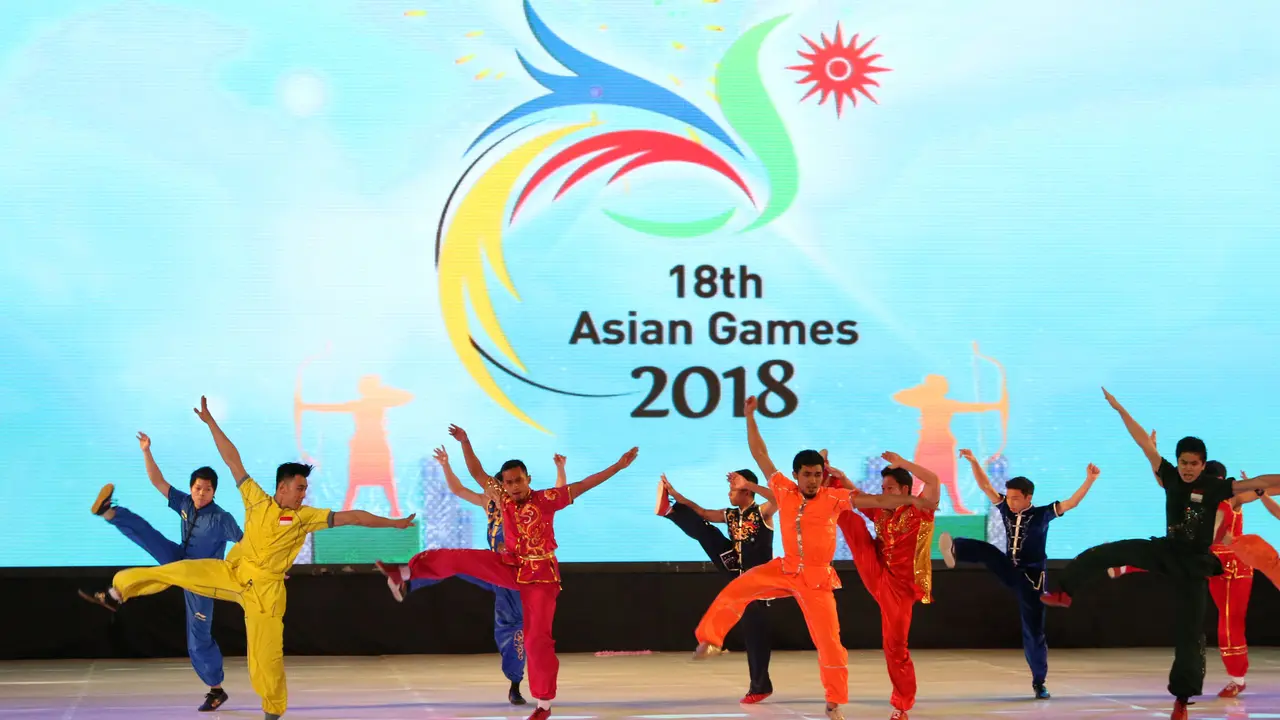 Logo Asian Games 2018_Hari Olah Raga Nasional_(Bola.com/Arief Bagus)