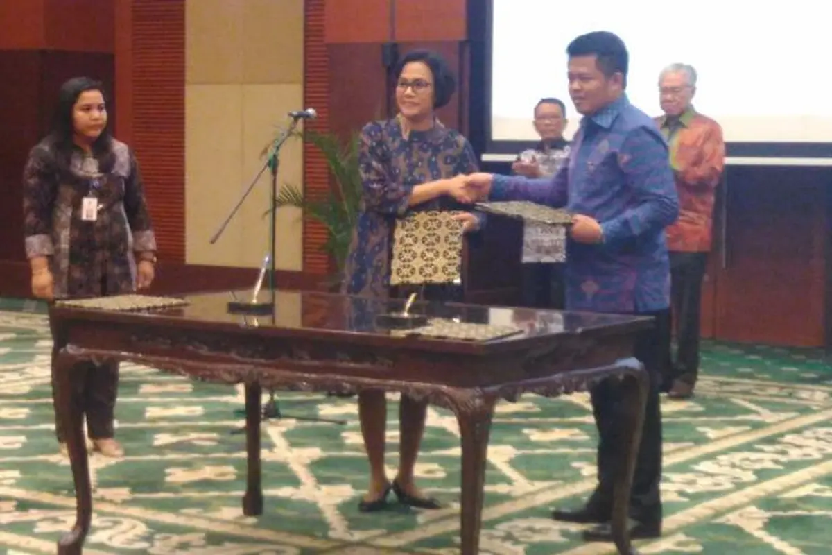 Penandatanganan Nota Kesepahaman Kemenetrian Keuangan dengan Komisi Pengawas Persaingan Usaha (KPPU), di Jakarta, Kamis (2/3/2017).