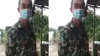 Video viral berdurasi 7 detik, yang memperlihatkan seorang tenaga kerja asing (TKA) asal Tiongkok memakai seragam militer viral di media sosial. (Liputan6.com/ Istimewa)