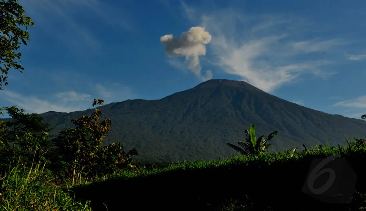 Tim dari Pusat Vulkanologi dan Mitigasi Bencana Geologi (PVMBG) menaikkan status Gunung Slamet dari waspada level II menjadi Siaga level III. (Liputan6.com /Andrian Martinus Tunay)