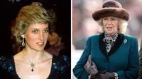 Putri Diana menggunakan The Princess of Wales Feather Pendant sebagai kalung, sementara Ratu Camilla menggunakannya sebagai bros. (Twitter/@Remisagoodboy)