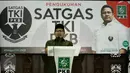 Ketum DPP PKB, Muhaimin Iskandar memberikan sambutan saat pelantikan Satuan Tugas TKI di Kantor DPP PKB, Jakarta, Selasa (28/2). Satgas TKI nantinya bertugas membantu pemerintah memantau kelengkapan dokumen TKI. (Liputan6.com/Johan Tallo)
