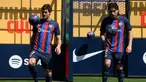 Hector Bellerin dan Marcos Alonso resmi menandatangani kontrak bersama Barcelona pada hari-hari terakhir jendela pasar transfer musim panas dibuka.&nbsp;(Photo by Josep LAGO / AFP)