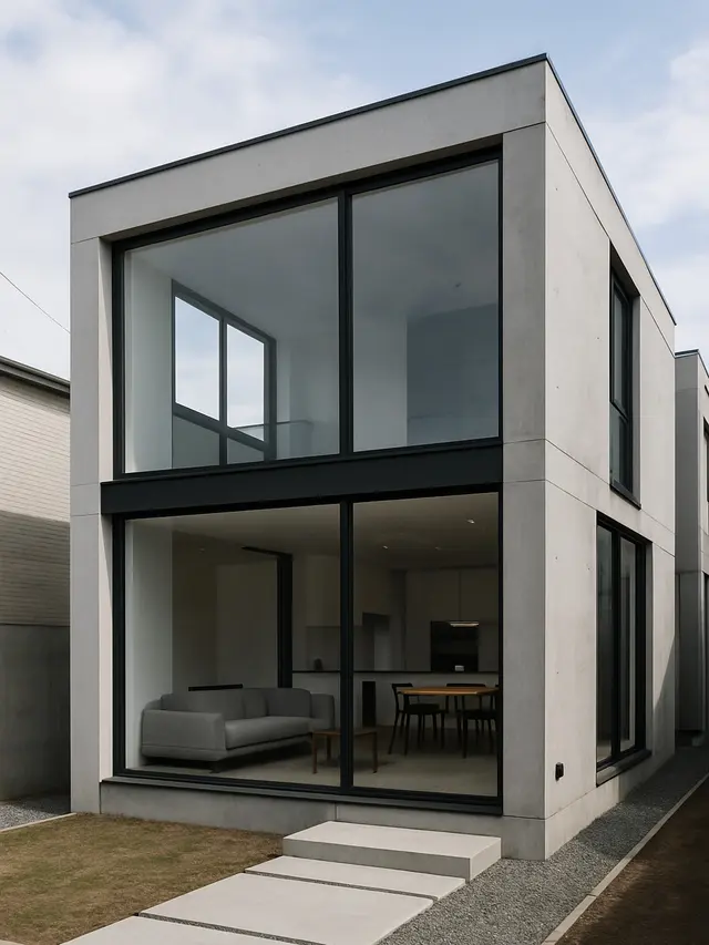 Rumah Sederhana dengan Jendela Kaca Besar (Foto: ChatGPT)