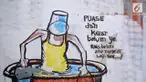 Sebuah gang di Jagakarsa, Jakarta Selatan dihiasi dengan mural Islami untuk mewarnai bulan Ramadan.