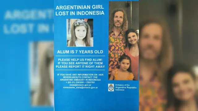 Poster missing person, gadis cilik Argentina yang dilaporkan hilang di Indonesia (sumber: Kedutaan Argentina di Indonesia)