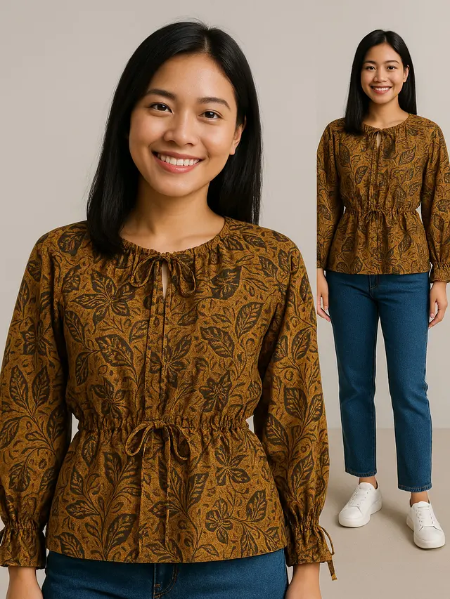 Model Blouse Batik Lengan Bishop yang Lagi Tren/Ilustrasi AI