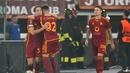 Dua gol kemenangan Roma atas Slavia Praha diciptakan lewat aksi Edoardo Bove dan Romelu Lukaku. (AP Photo/Alessandra Tarantino)