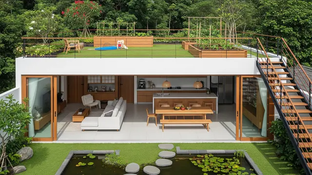 Model Rumah Sederhana Tapi Mewah Gaya Japandi dengan Taman Mini/ Ilustrasi AI
