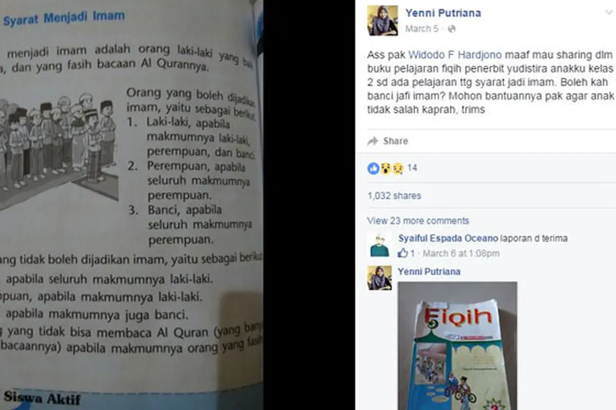 Heboh, Beredar Buku Agama Islam SD Sebut Banci Bisa Jadi Imam