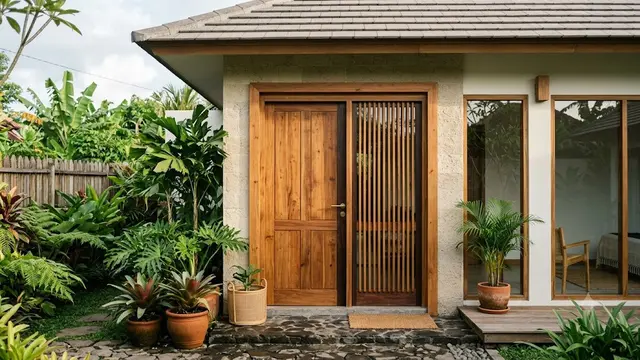 Model Pintu Rumah Japandi dengan Material Lokal