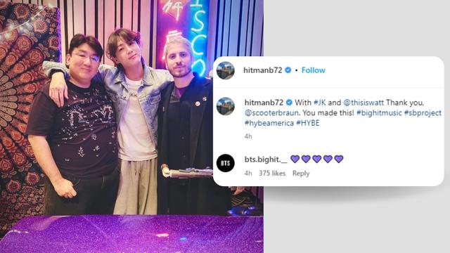 Jungkook BTS bersama Bang Si Hyuk dan Andrew Watt