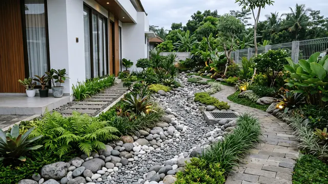 Model Taman Linear di Samping Rumah