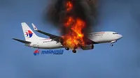 Ilustrasi malaysia airlines terbakar (Liputan6.com/Andri Wiranuari)