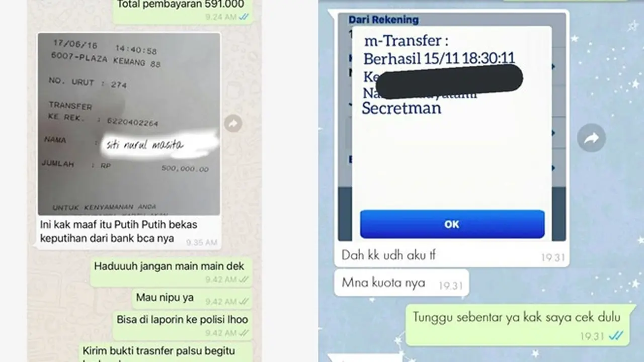6 Chat Penipuan Pakai Bukti Transfer Rekening Ini Bikin Geregetan
