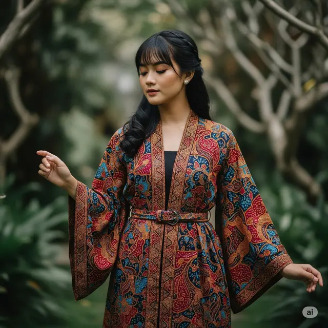 Model Baju Batik Wanita Lengan Panjang. Foto: Gemini