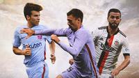 Ilustrasi - Riqui Puig, Clement Lenglet, Miralem Pjanic (Bola.com/Adreanus Titus)