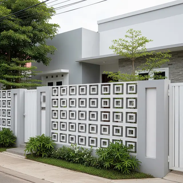 Model Pagar Kombinasi Gerbang dan Dinding Samping untuk Rumah Desa (Image by Gemini AI)