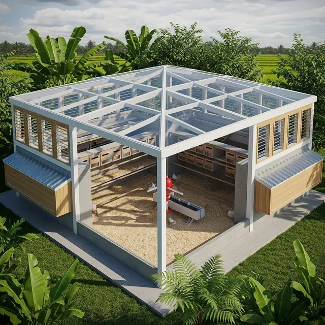 Inspirasi Kandang Ayam Modern dengan Atap Transparan