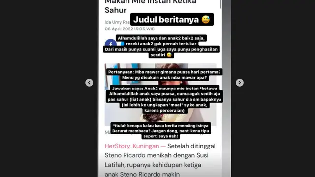 Klarifikasi Mawar AFI Soal Berita yang Menuliskan Dirinya Hanya Siapkan Mie Instan untuk Anak-Anak Santap Sahur