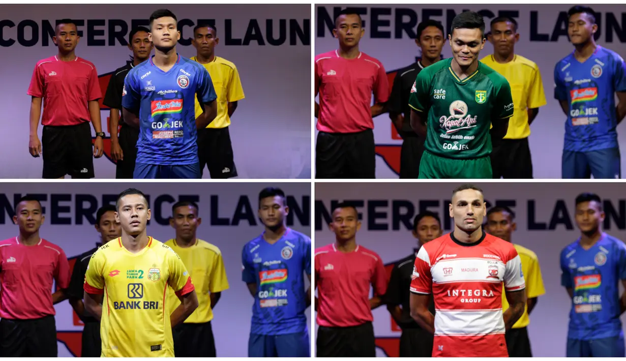 Berikut ini deretan jersey 18 klub peserta Shopee Liga 1 Indonesia 2019. (Bola.com/Vitalis Yogi Trisna)