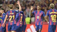 Marcus Rashford usai mencetak gol bersama Barcelona saat melawan Olympiacos di ajang Liga Champions 2025/2026. (MANAURE QUINTERO / AFP)