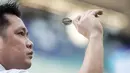 Tirta menyatakan bahwa dirinya sempat kehilangan fokus akibat suara. Hal tersebut diakibatkan oleh komentator yang berada di samping arena perlombaan. (Bola.com/Bagaskara Lazuardi)
