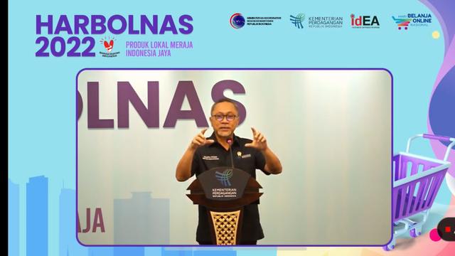 Menteri Perdagangan (Mendag) Zulkifli Hasan dalam Kick Off Hari Belanja Nasional (Harbolnas) 2022