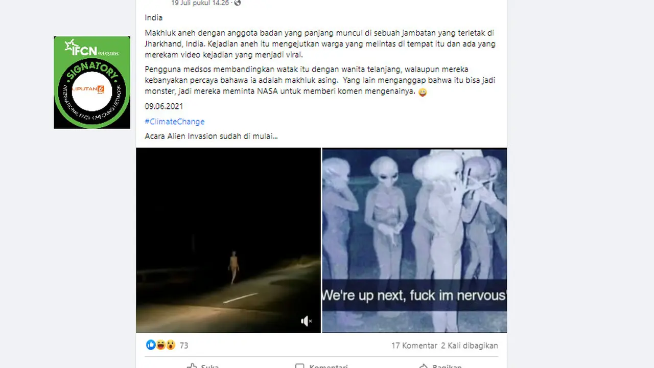 Penelusuran klaim penampakan alien menginvasi India