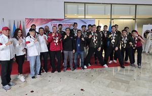 Kepulangan tim bola voli Indonesia dari SEA Games 2025 (Liputan6.com/Thomas)