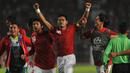 Top skor Timnas Indonesia saat menghadapi Thailand diduduki oleh 3 orang. Mereka adalah Aji Santoso, Gendut Doni dan Bambang Pamungkas yang masing-masing mencetak 2 gol. (AFP/Bay Ismoyo)