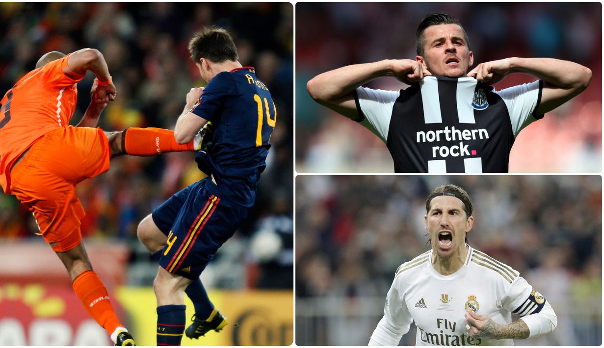 Dalam pertandingan sepak bola sering terjadi gol indah dan juga insiden seperti permainan keras yang menyebabkan pemain hingga cedera. Pelanggaran keras menjurus kasar terjadi dalam pertandingan dengan tensi tinggi. Berikut 5 pemain paling kasar dalam sepak bola. (kolase foto AP Photo)