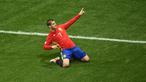 Alvaro Morata cetak 2 gol saat Spanyol memetik kemenangan 3-0 atas Turki pada laga kedua Grup D Piala Eropa 2016 di Allianz Riviera, Nice, Sabtu (18/6/2016) dini hari WIB. (AFP/Bertrand Langlois)