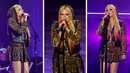 Foto kombinasi Avril Lavigne saat tampil di atas panggung Academy of Country Music Honours ke-15 di Ryman Auditorium di Nashville, Tennessee pada 24 Agustus 2022. (AFP Photo)