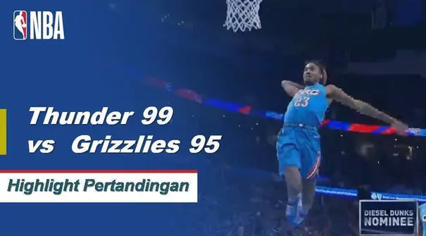 Westbrook skor 22 sebagai Thunder mendapatkan kemenangan atas Grizzlies 99-95