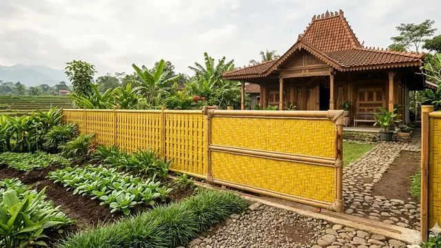 Ide Pagar Bambu Alami yang Bikin Rumah Terlihat Hangat. AI