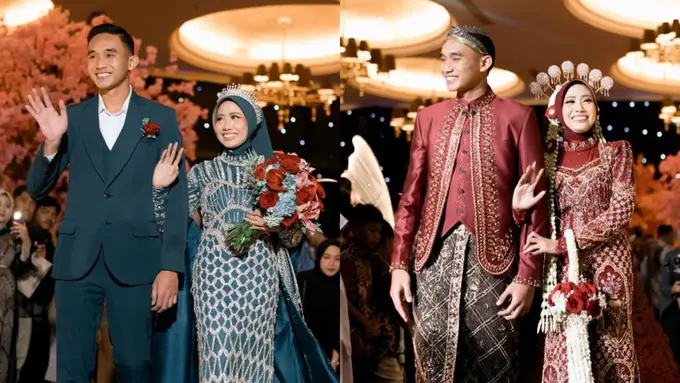 Tampilan Megah Gaun Pengantin Istri Pesepakbola Rizky Ridho, Ada Motif Jaring Gawang dan Sayap Garuda
