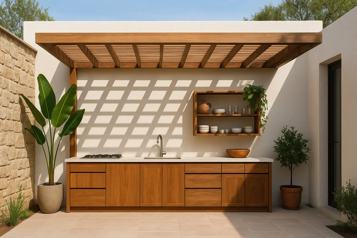 10 Model Dapur Semi Outdoor Belakang Rumah 2025, Nyaman Buat Masak