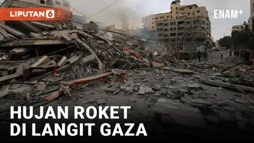 VIDEO: Hantaman Puluhan Roket di Langit Gaza