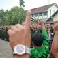 Ilustrasi – Ratusan anggota Banser, Ansor dan sejumlah ormas lain di Cilacap berdemonstrasi menolak HTI, April 2017 . (Foto: Liputan6.com/Muhamad Ridlo)