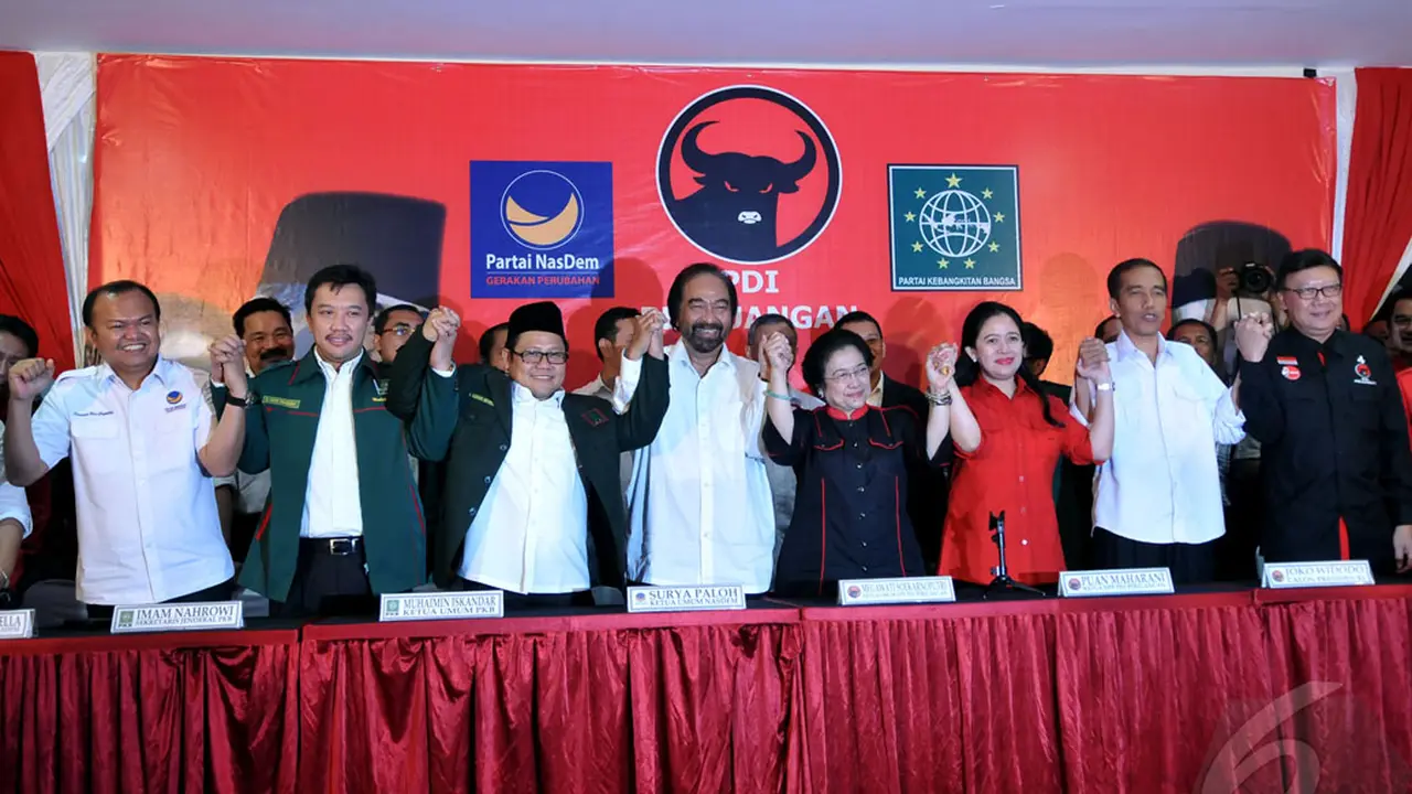 'Senyuman' Cak Imin dan Surya Paloh di Markas PDIP